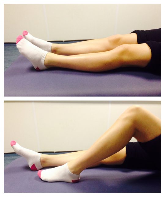 Person doing knee flexion and extension exercises by bending and straightening their injured knee