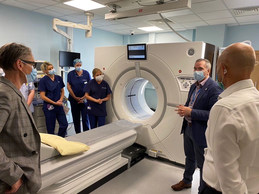 The opening of the CT scanner
