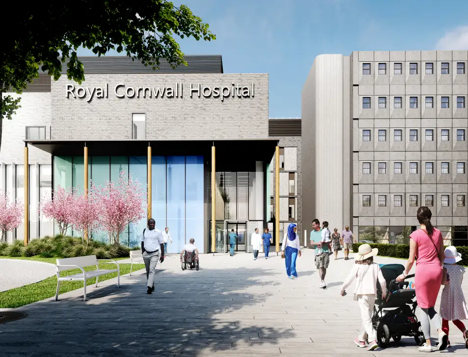 Image depicting an artist rendering of the new Childrens and Women's hospital at Treliske